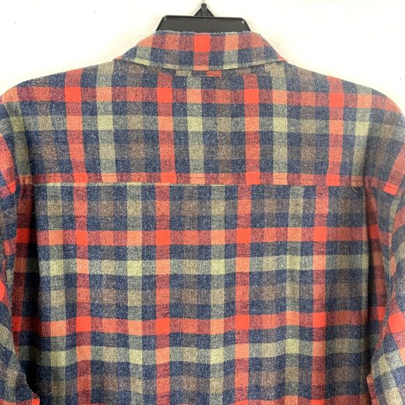Plaid Button down Flannel Shirt Mens SZ XL muted Red Gray Med weight - Picture 11 of 14